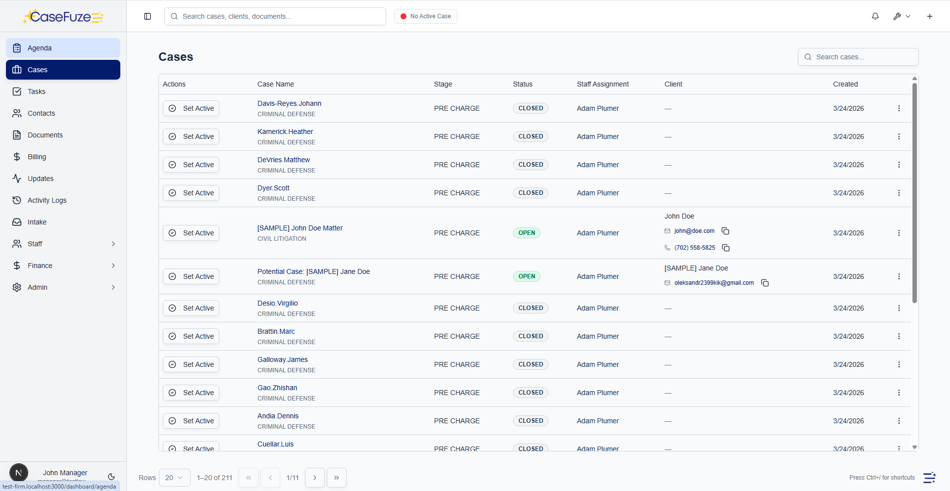 CaseFuze cases screen